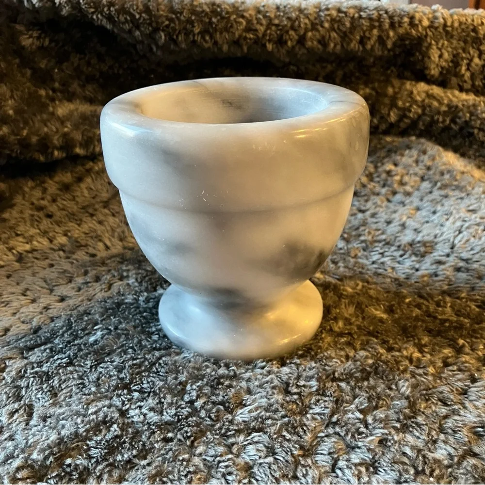 White & Grey Solid Marble Apothecary MORTAR Grinding Bowl Spices Heavy No Pestle